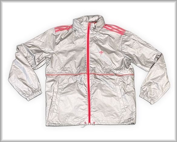 【オークション】2004 アディダスオリジナルス adidas ナイロンジャケット ランニング ウォーキング シルバー ピンク L [e8-0006]