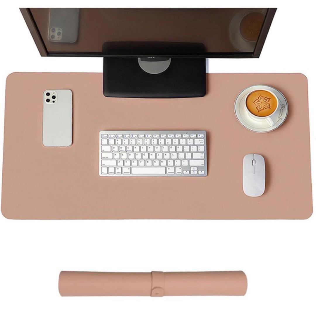 Senteria デスクマット PU レザー オフィスデスク ピンク 防水 キーボードパッド