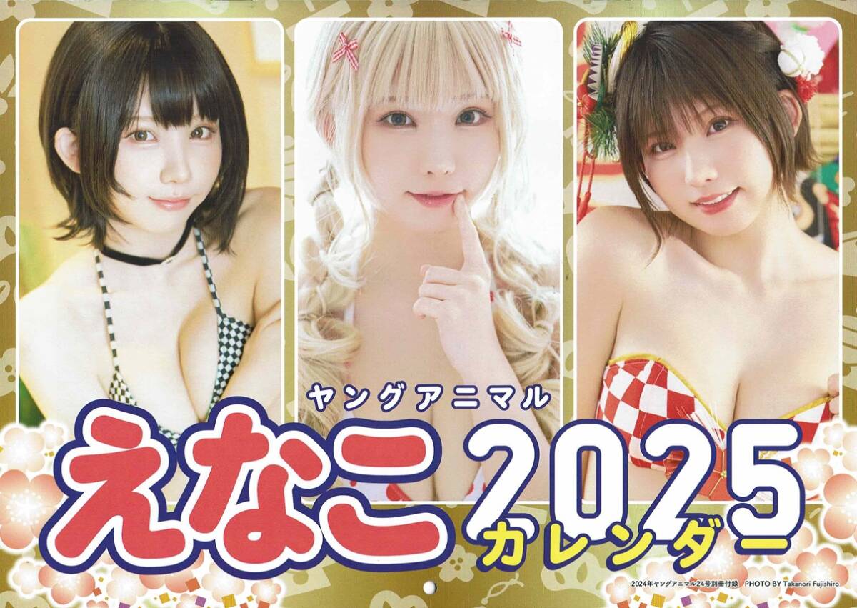 えなこ　2025年　カレンダー　ヤングアニマル　2024年24号　白泉社　えなこ　みゃこ_画像3