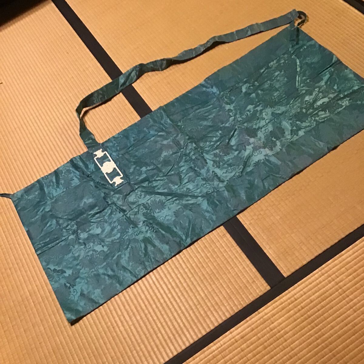 五條袈裟 法衣　住職　寺物　絡子　送料一律600円　シルク　正絹　緑　唐草模様　仏教美術