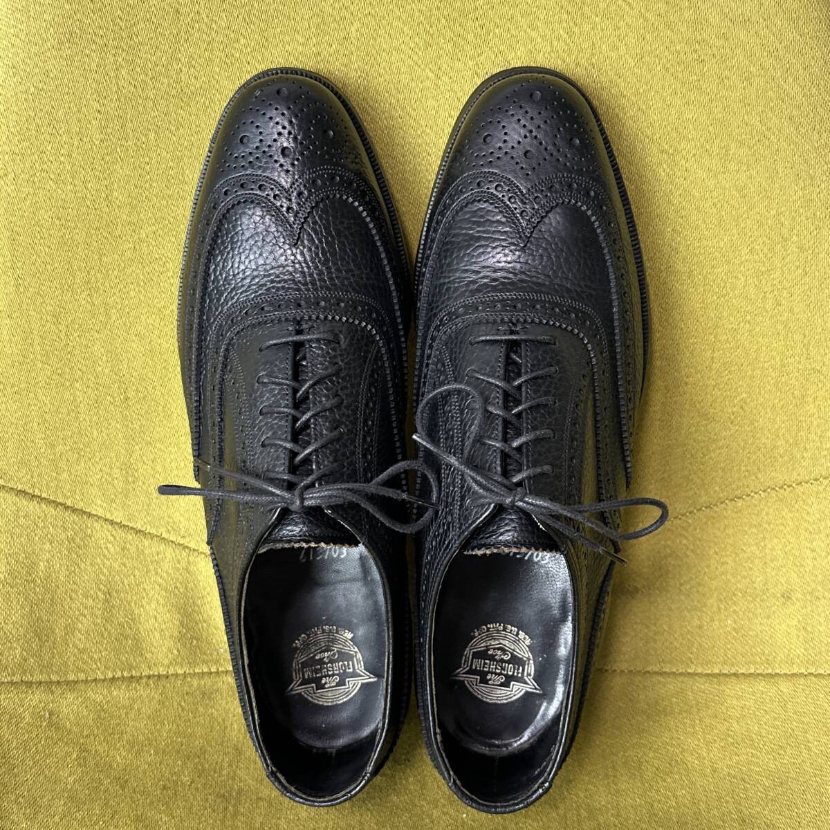 美品 Florsheim フローシャイム 21325 ウイングチップレザーシューズ 7.5 USA製 25.5相当 ビジネス ビンテージ 70s 80s 青窓_画像2