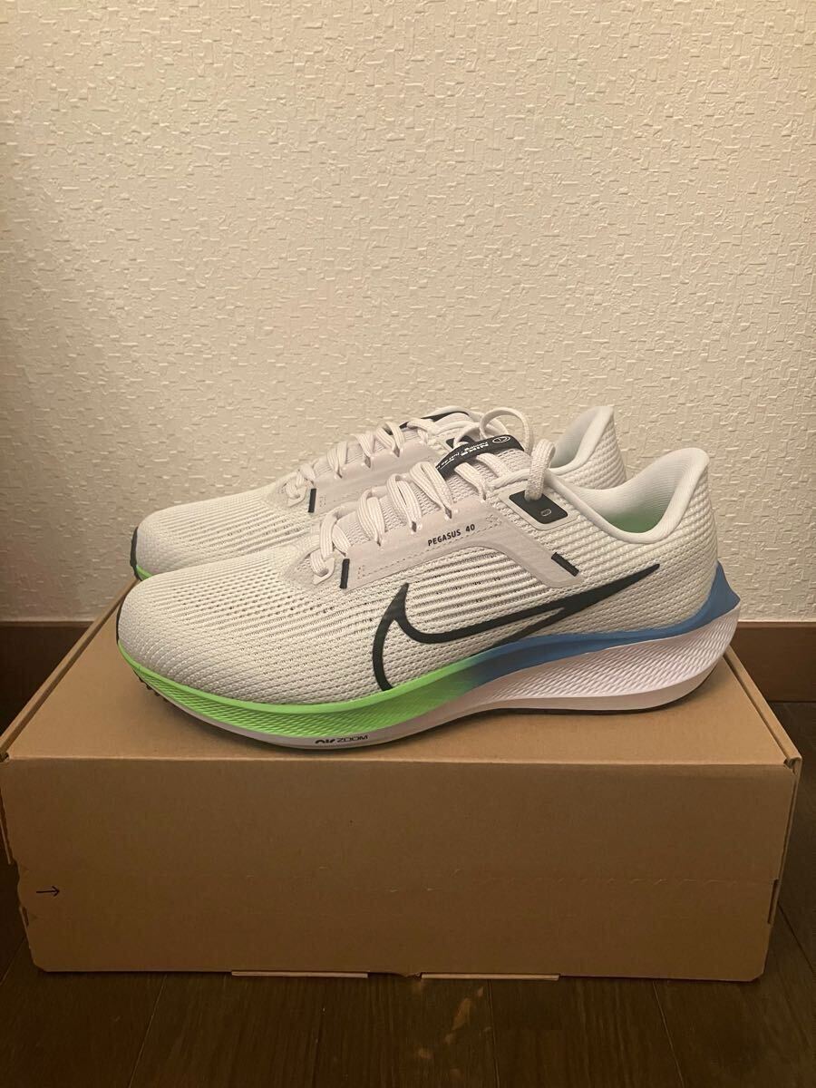 NIKE ナイキ　エアズーム ペガサス40 ワイド　26.5cm ホワイト　ブラック　グリーンストライク