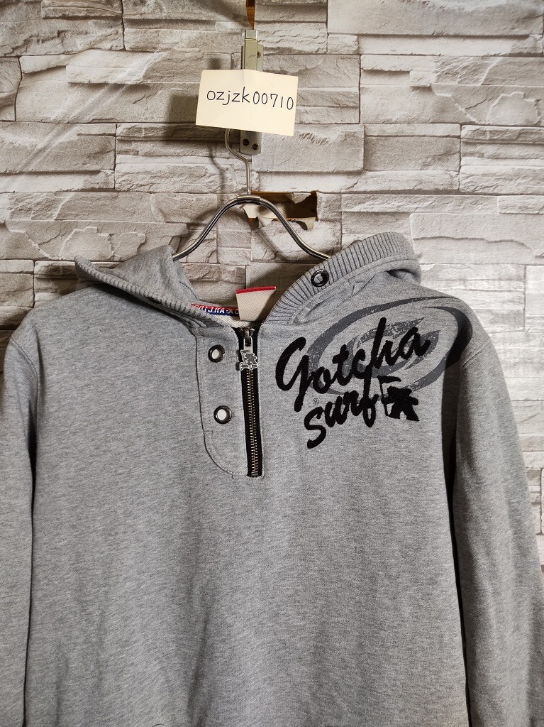 men's H994 GOTCHA ガッチャ ハーフジップ プルオーバー スウェット パーカー L グレー
