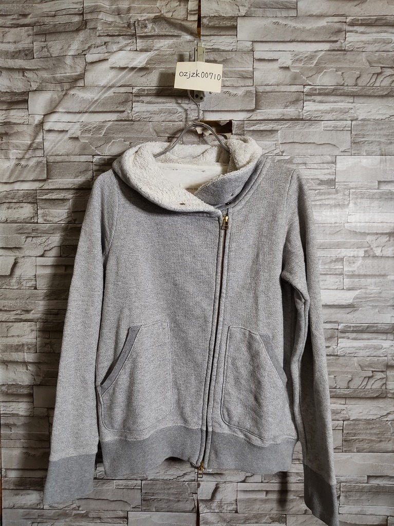 women's I1 ara・ara アラアラ 日本製 アシンメトリー ダブルジップ 裏起毛 スウェット パーカー 2 グレー_画像2