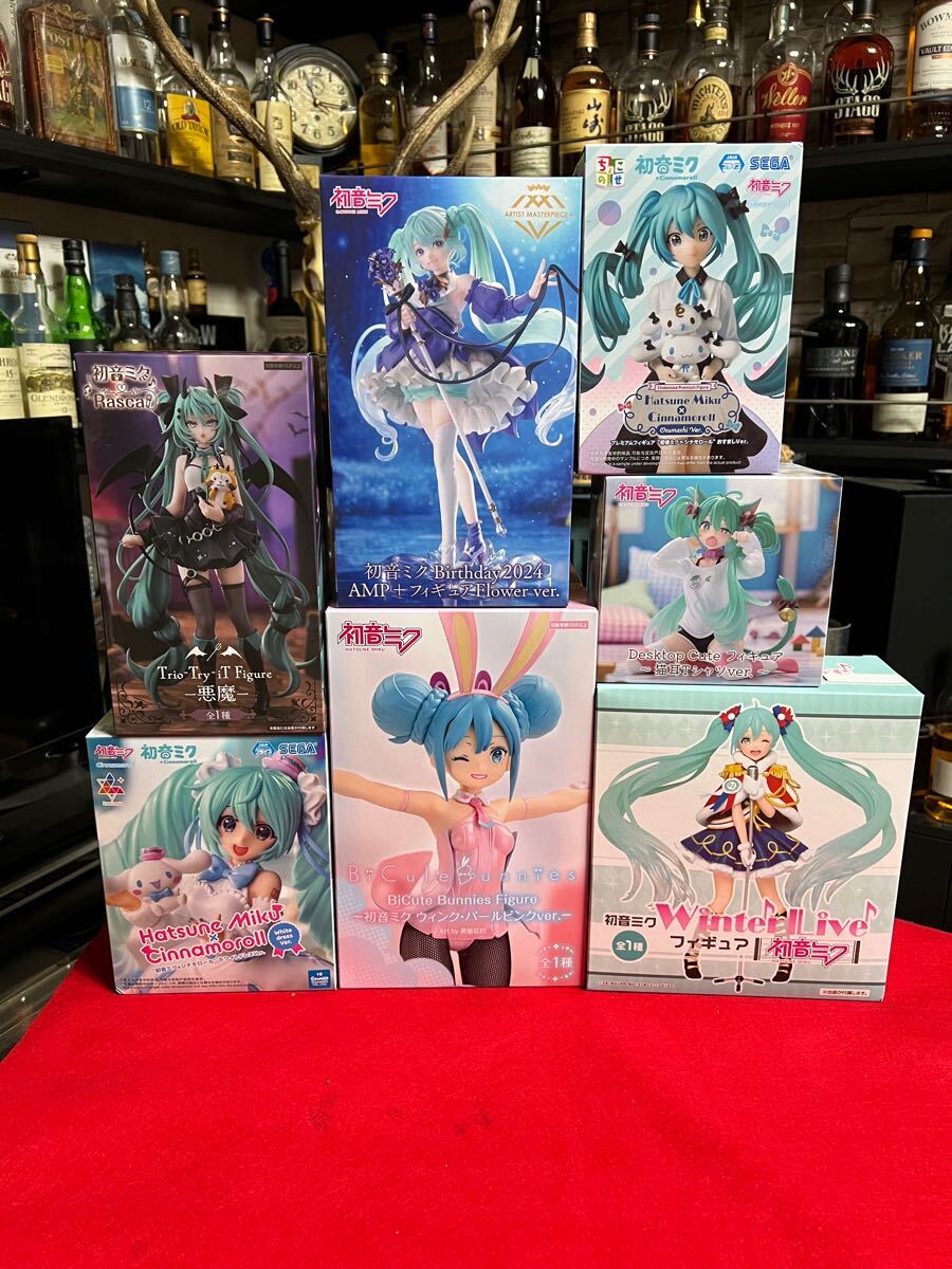【未開封】新作プライズ 初音ミク フィギュア 7体まとめ シナモロール ラスカル 悪魔 猫耳Tシャツ Trio-Try-iT Figure Bicute bunnies等