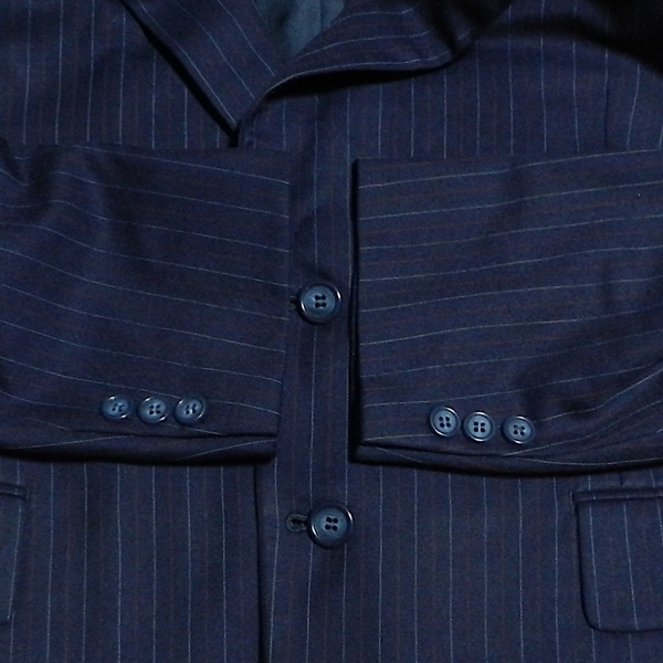 オスカーデラレンタ 三越 80's オールド ビンテージ TALON ZIP セットアップ 厚手 ウール テーラード パンツ スーツ ストライプ 紺 M 美品_画像5