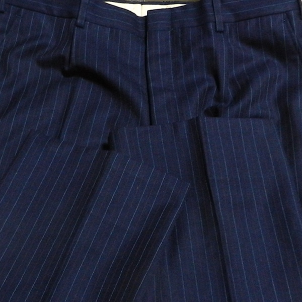 オスカーデラレンタ 三越 80's オールド ビンテージ TALON ZIP セットアップ 厚手 ウール テーラード パンツ スーツ ストライプ 紺 M 美品_画像10