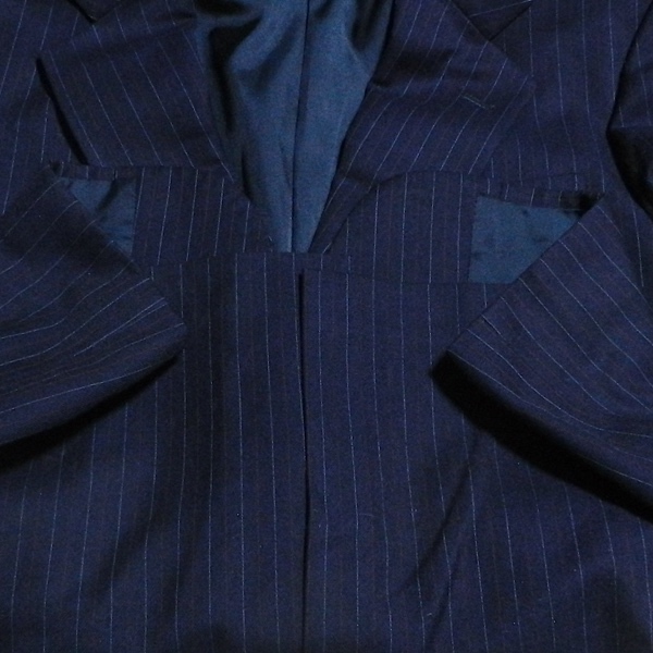 オスカーデラレンタ 三越 80's オールド ビンテージ TALON ZIP セットアップ 厚手 ウール テーラード パンツ スーツ ストライプ 紺 M 美品_画像6