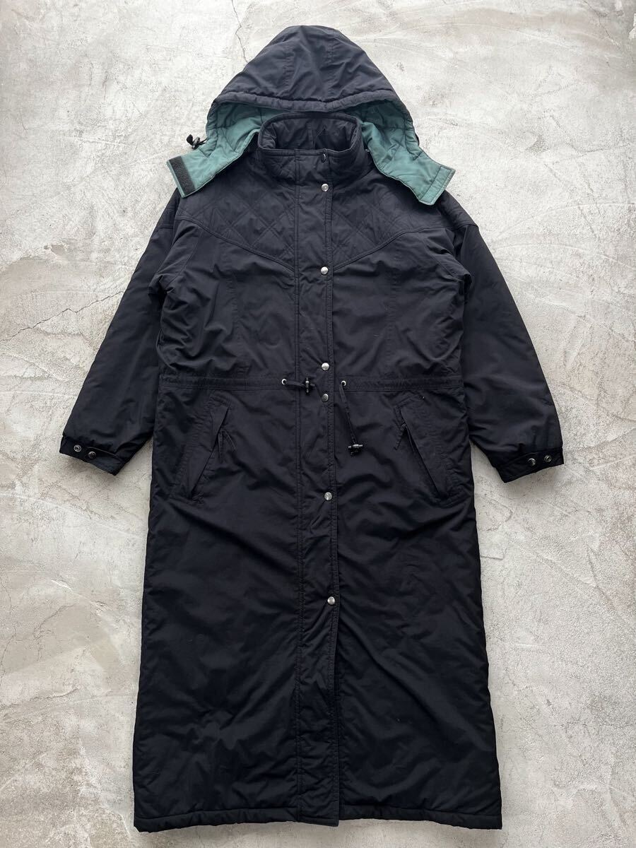 80s vintage LLbean コート ブラック ロングコート ビンテージ ヴィンテージ 古着 エルエルビーン　ダブルジップ キルティング ジャケット