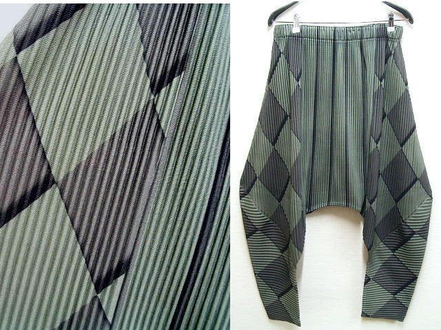 ◇即決[3]未使用品 HOMME PLISSE 14SS アーガイル ダイヤ柄 サルエル オム プリッセ イッセイ ミヤケ ISSEY MIYAKE プリーツ パンツ■B5