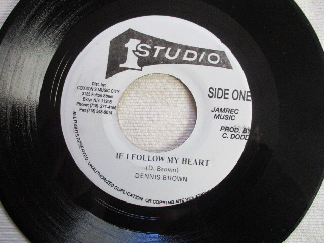 DENNIS BROWN 7！IF I FOLLOW MY HEART, STUDIO ONE, JA 7インチ, 裏は DUB！