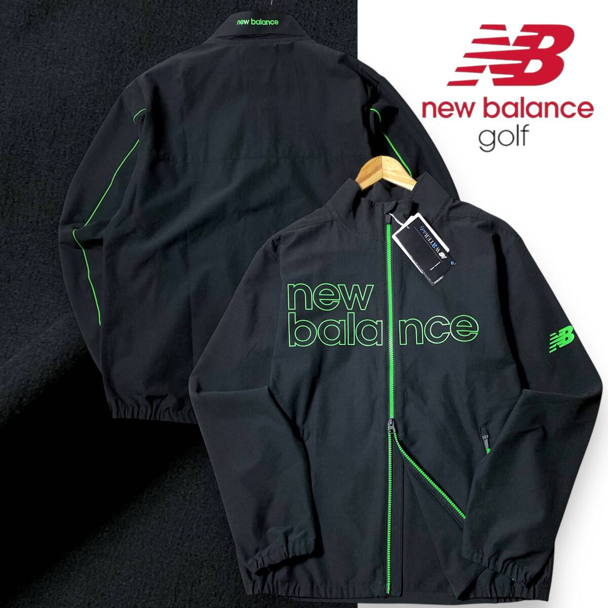 【5】新品 ニューバランスゴルフ ストレッチ レターロゴ 撥水 フルジップブルゾン ジャケット New Balance Golf ゴルフ BIGロゴ◆R1894