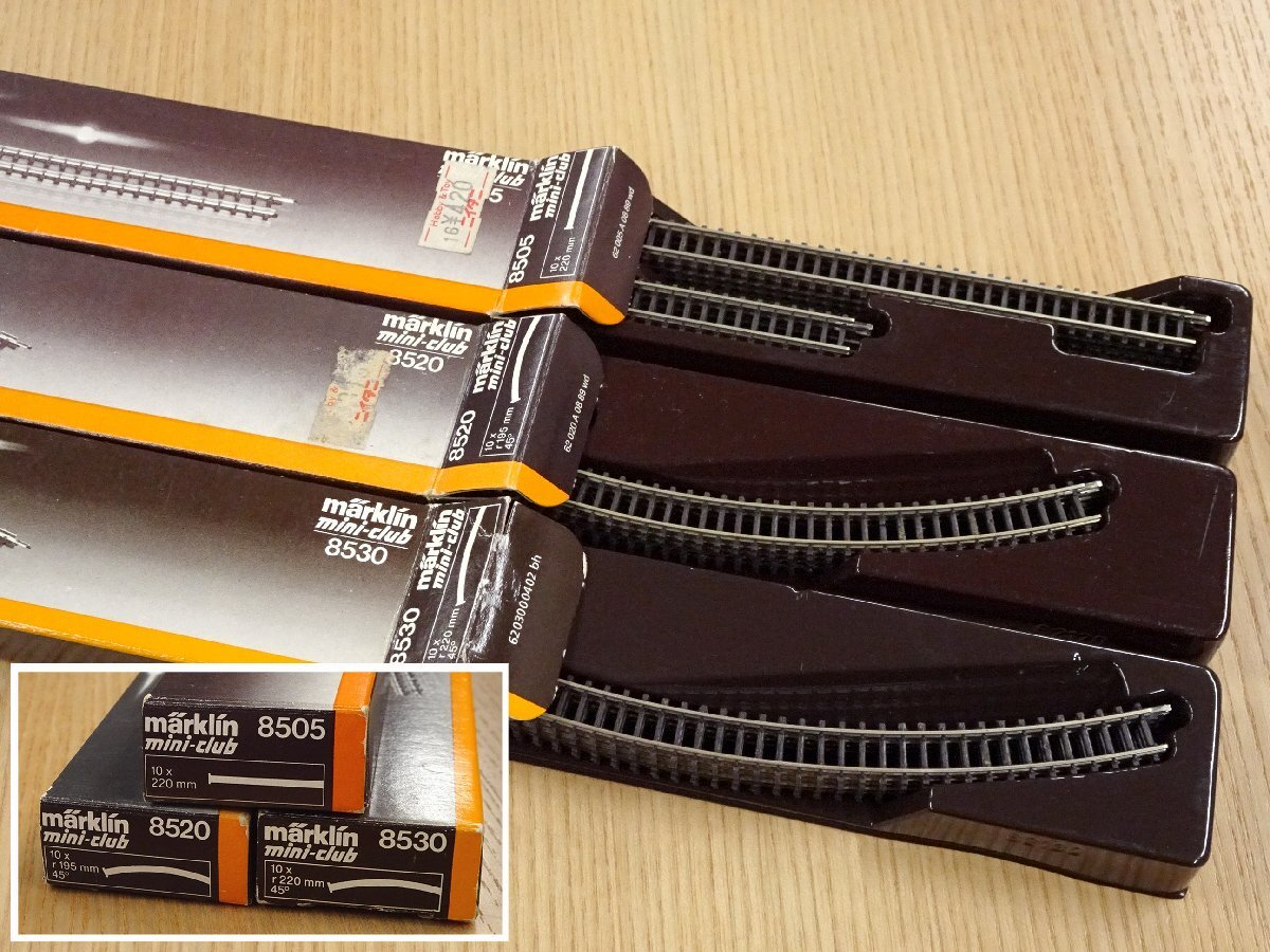 ∇花∇当時物 旧西ドイツ製 marklin メルクリン mini-club ミニクラブ 8505 8520 8530 Zゲージ 線路 3箱 レールセット 鉄道模型 元箱付 55
