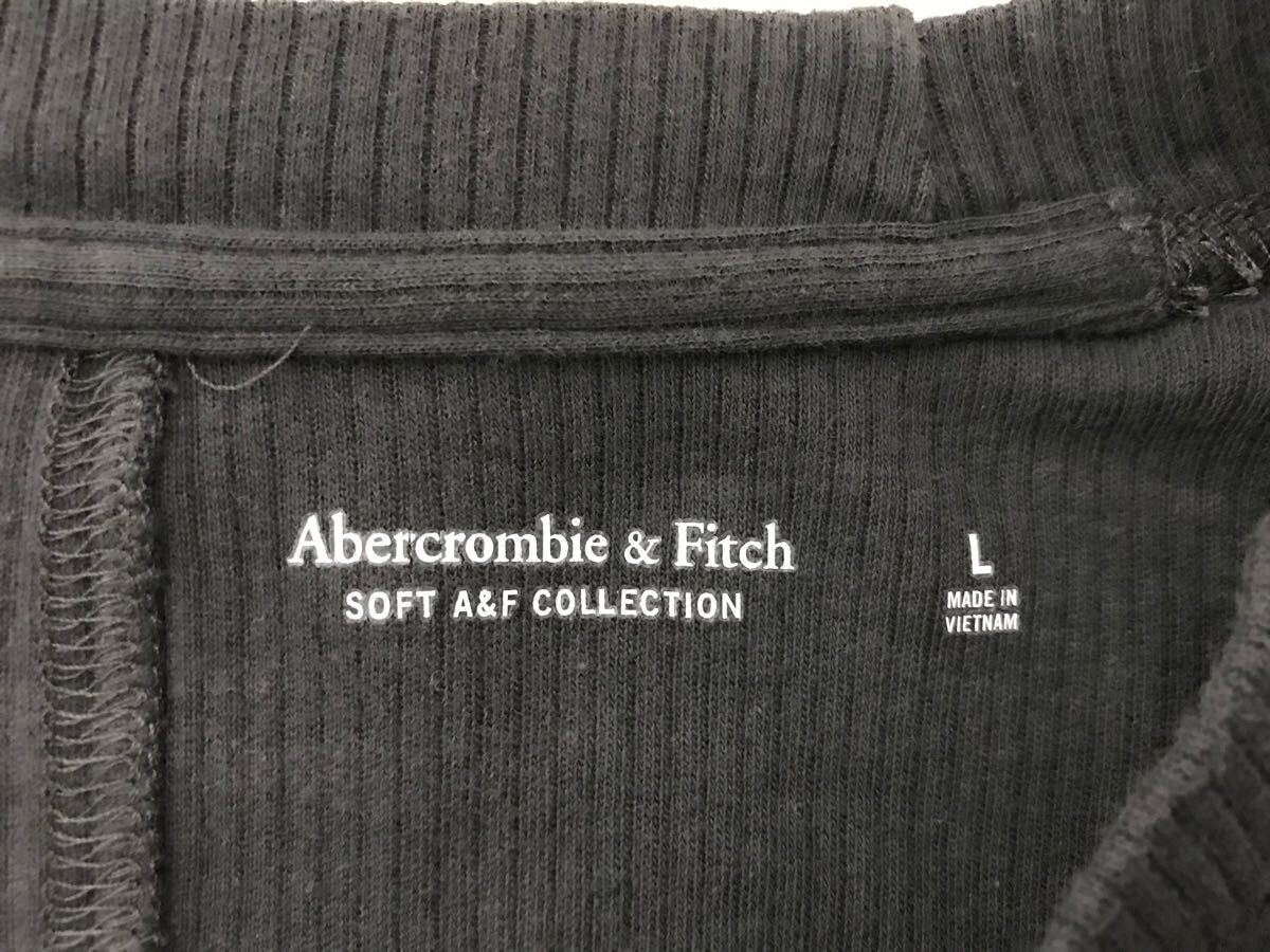 本物アバクロンビーアンドフィッチAbercrombie&Fitchコットンロゴ刺繍長袖ロンTシャツメンズサーフアメカジミリタリーストリートグレーL_画像4