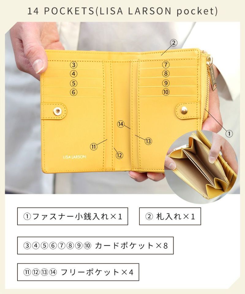 【新品・特価】LISA LARSON リサラーソン L字ファスナー二つ折り財布 LTLM-01 G
