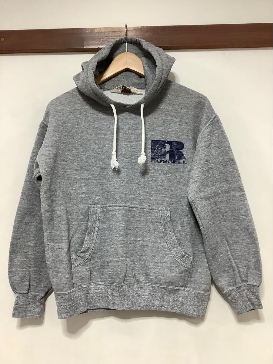 い1581 RUSSELL ATHLETIC ラッセル 金タグ ビンテージ Hoodie フーディ スウェットパーカー S グレー 裏起毛 MIZUNO 日本製 ユニセックス