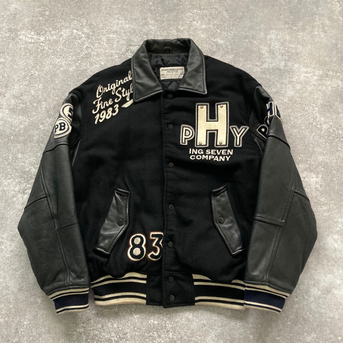 90s 袖レザースタジャン 本革 ブラック バーシティジャケット 90s 袖レザースタジャン 本革 ブラック バーシティジャケット
