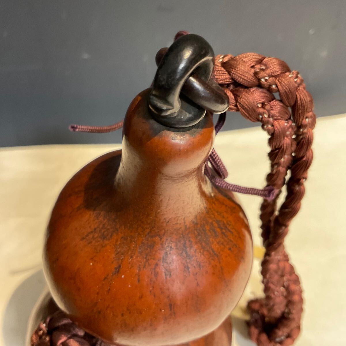 4122503 時代物 天然瓢箪 ひょうたん 全長約20㎝ 環つき 木箱入 4122503 時代物 天然瓢箪 ひょうたん 全長約20㎝ 環つき 木箱入
