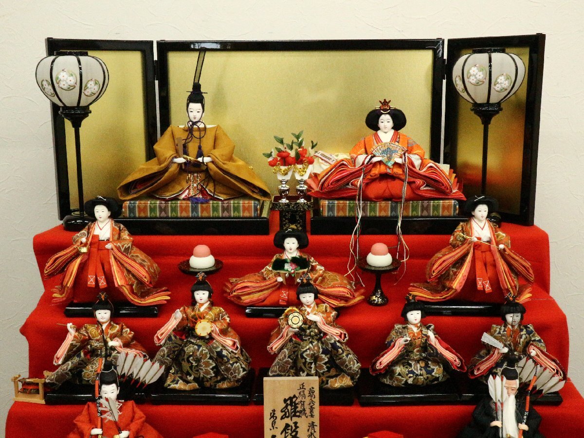節句人形工芸士 清水文平 作 正絹有職 雛段飾 東京久月監製 伝統 節句人形工芸士 清水文平 作 正絹有職 雛段飾 東京久月監製 伝統