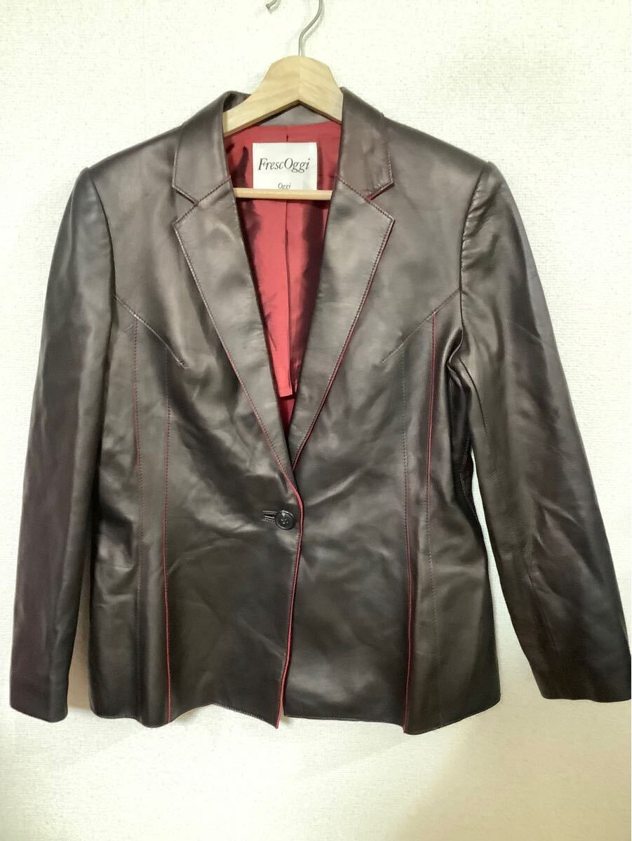 fresc oggi レザージャケット　レザースカート　セレクト　レディース　ミセス　古着　3点セット　ベスト　ジレ