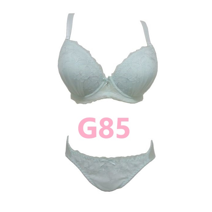 G85/LL?ミント　ブラジャー＆ショーツ　蝶々刺繍　パステルカラー　グラマーサイズ　3/4モードドカップ　補(bǔ)正下著　大きいサイズ　新品