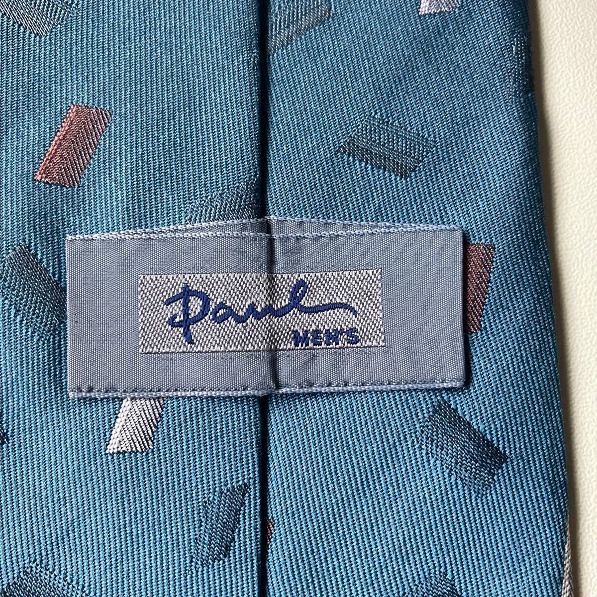 ネクタイ paul ポリエステル メンズ 洗濯可能 青緑色 ビジネス カジュアル軽量 細身 即決_画像2