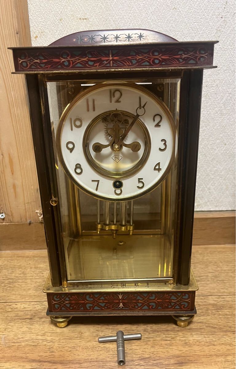 1円~ 美品 稼働品 日本美術時計株式会社 Nマーク ゼンマイ式 1円~ 美品 稼働品 日本美術時計株式会社 Nマーク ゼンマイ式