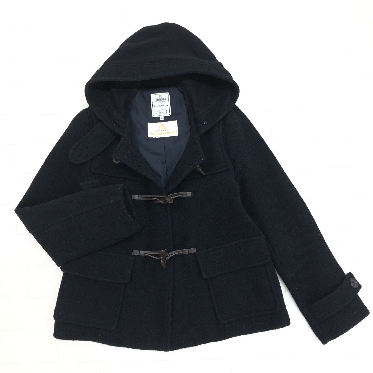 ◆B:MING by BEAMS ビームス ウール ショートダッフルコート L 黒 ブラック ショートコート 国内正規品 レディース 女性用 婦人