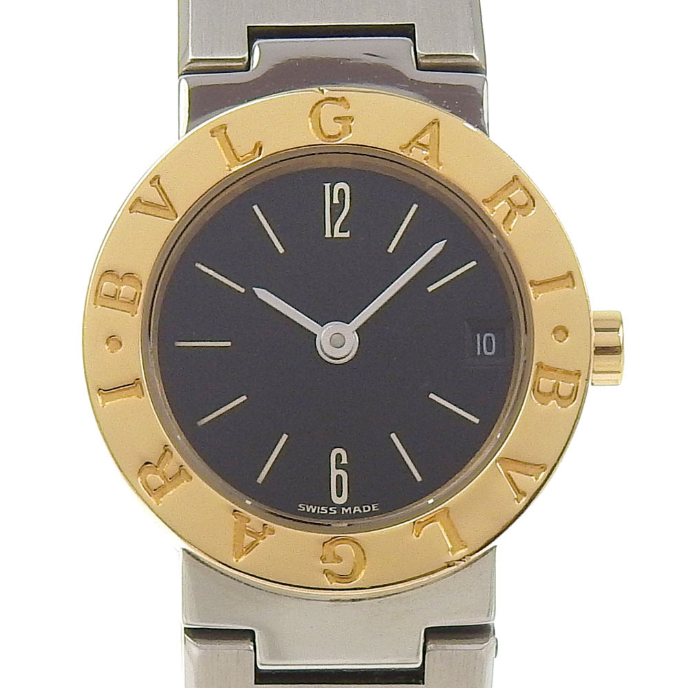 BVLGARI ブルガリ ブルガリブルガリ BB23SGD 腕時計 SS×YG クオーツ アナログ表示 レディース 黒文字盤中古