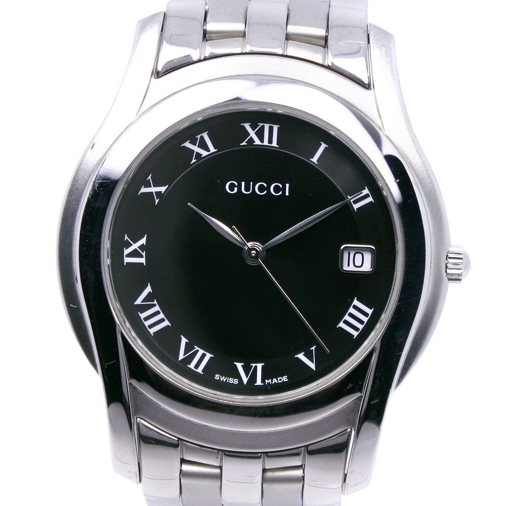 GUCCI グッチ 5500M 腕時計 SS クオーツ アナログ表示 メンズ 黒文字盤中古