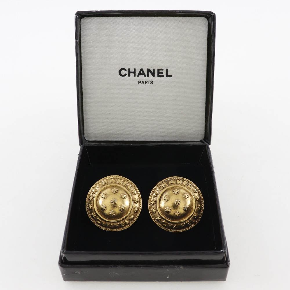 CHANEL シャネル ロゴ フラワー ヴィンテージ カフス 金メッキ メンズ【I211824113】中古