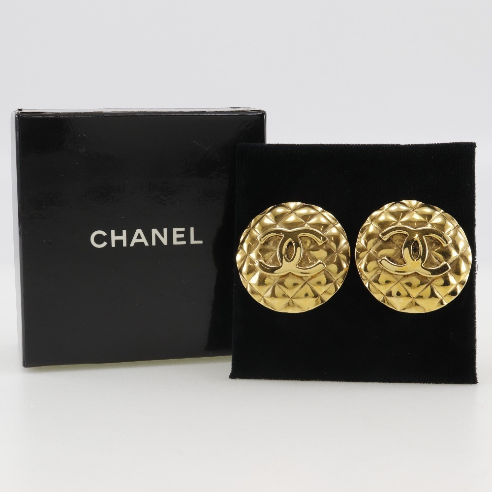 CHANEL シャネル ココマーク マトラッセ ヴィンテージ イヤリング 金メッキ 約41g レディース【I211824114】中古
