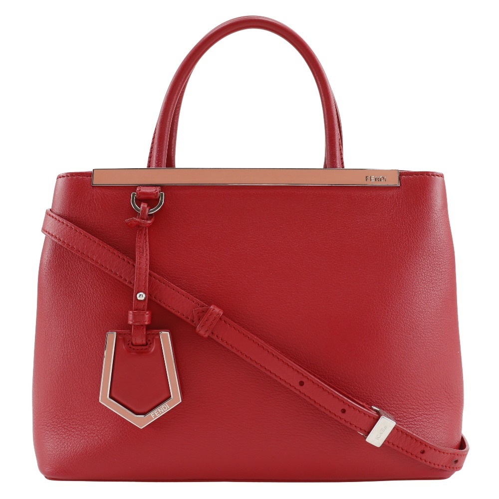 FENDI フェンディ プチトゥージュール 2WAYショルダー 8BH253 ハンドバッグ カーフ 赤 レディース【I211824049】中古