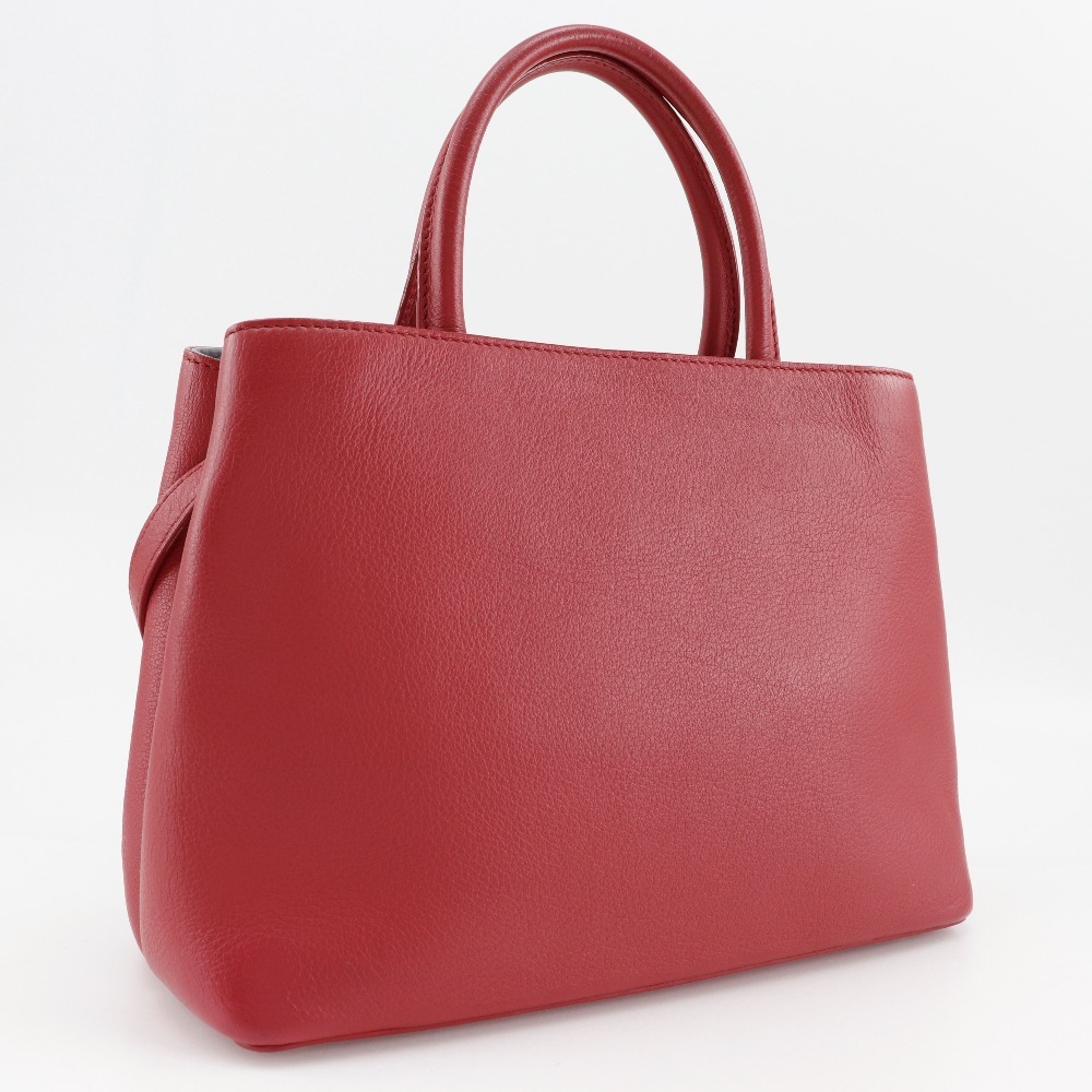 FENDI フェンディ プチトゥージュール 2WAYショルダー 8BH253 ハンドバッグ カーフ 赤 レディース【I211824049】中古