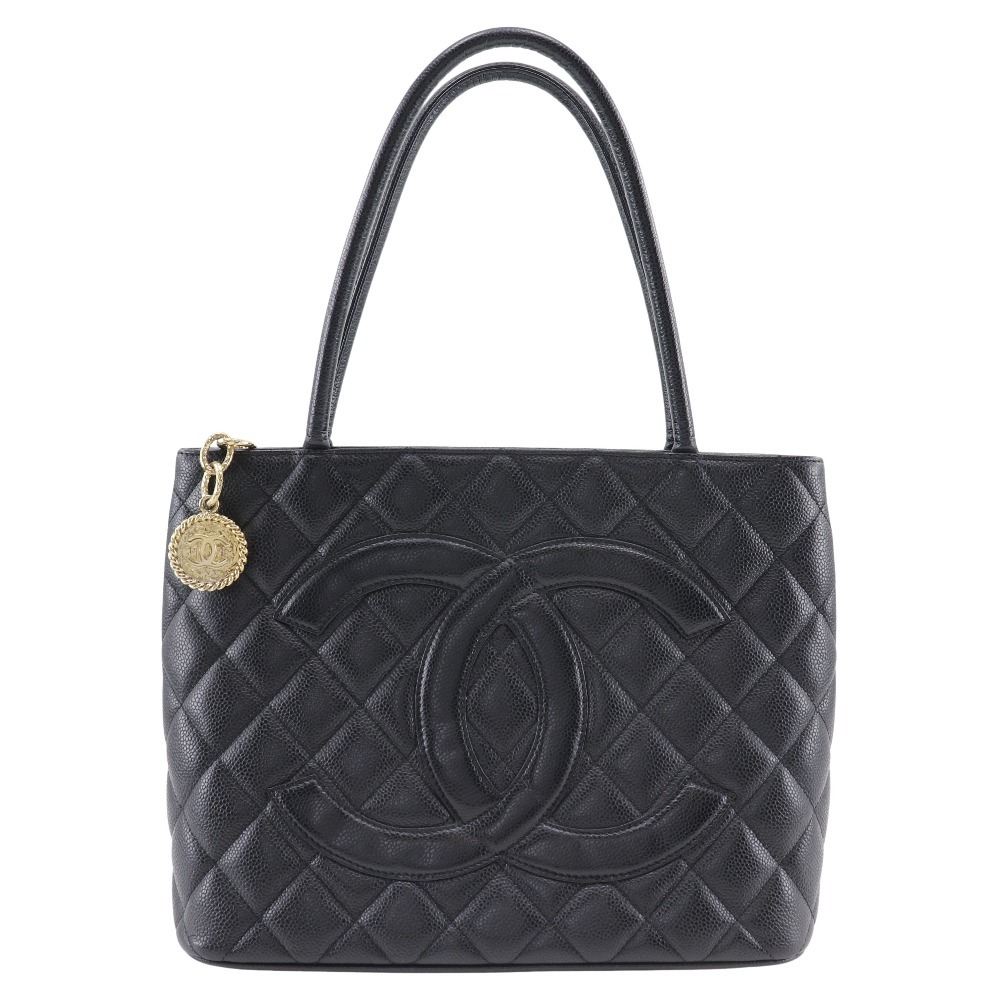 CHANEL シャネル 復(fù)刻トート A01804 トートバッグ キャビアスキン 黒 レディース【I211824054】中古