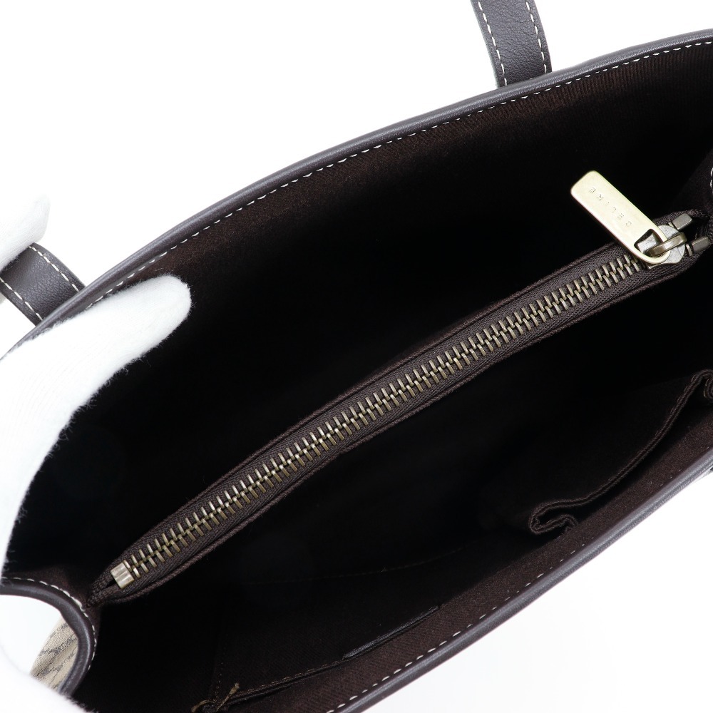CELINE セリーヌ マカダム ハンドバッグ キャンバス×カーフ 茶 レディース【I211824052】中古