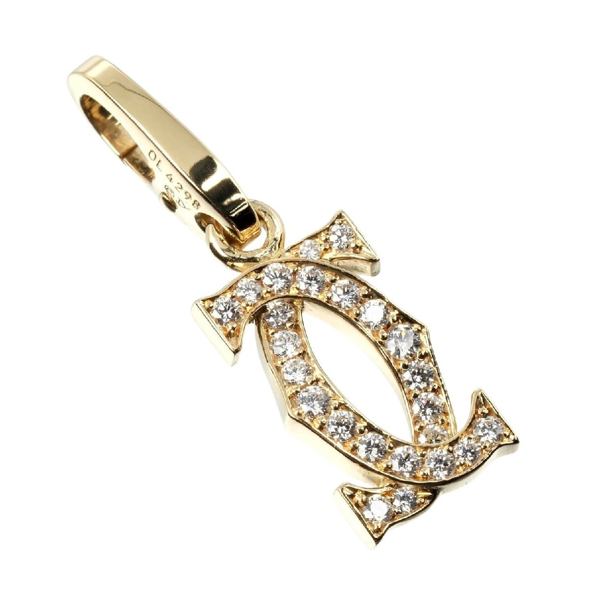 カルティエ CARTIER 2Cチャーム ペンダントトップ K18YG イエローゴールド ダイヤモンド 約2.27g中古