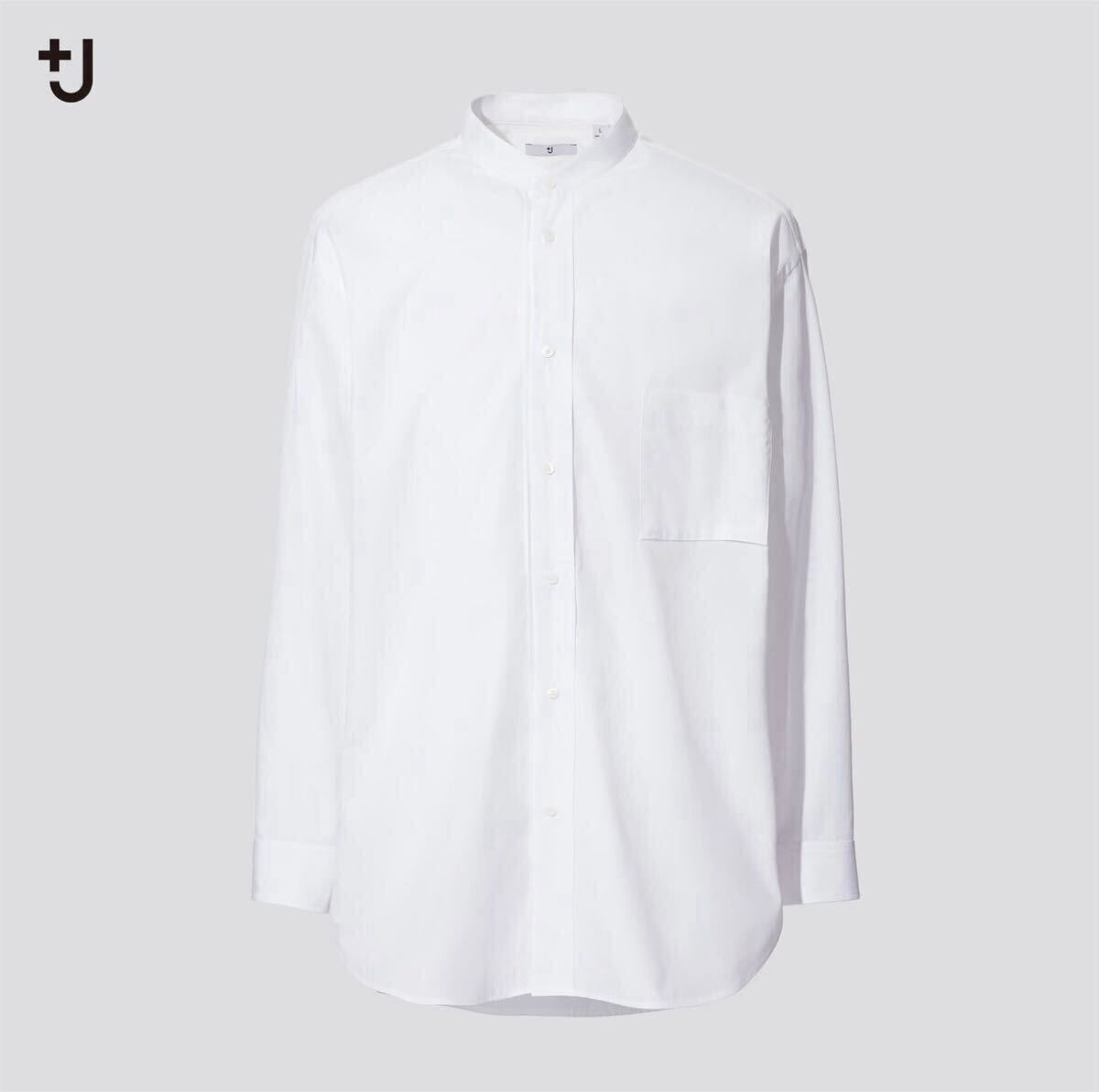 UNIQLO +J Mサイズ スーピマコットンオーバーサイズスタンドカラーシャツ ホワイト ジルサンダー