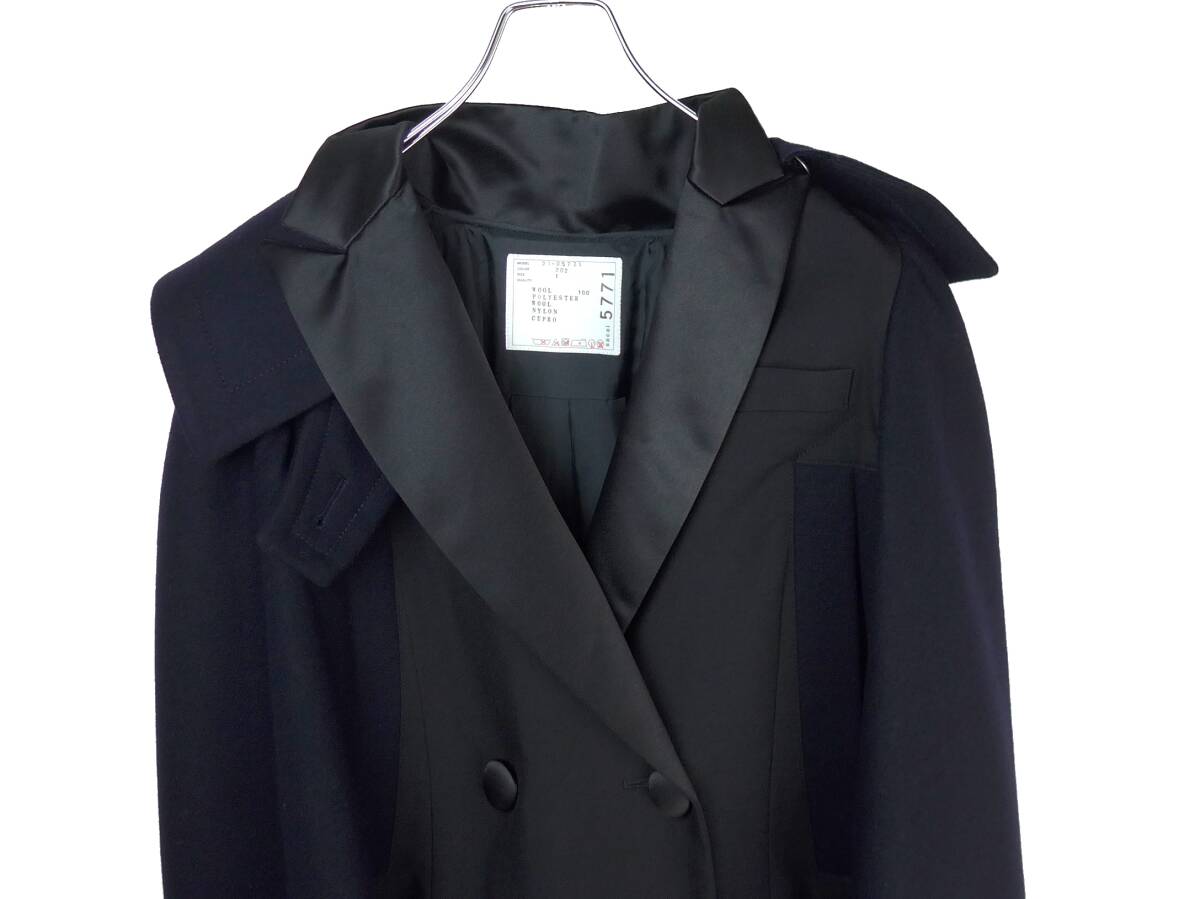 sacai サカイ 21AW Wool Melton×Suiting Cape ウールメルトン sacai サカイ 21AW Wool Melton×Suiting Cape ウールメルトン