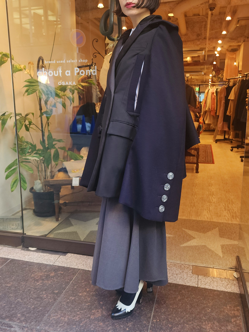 sacai サカイ 21AW Wool Melton×Suiting Cape ウールメルトン sacai サカイ 21AW Wool Melton×Suiting Cape ウールメルトン