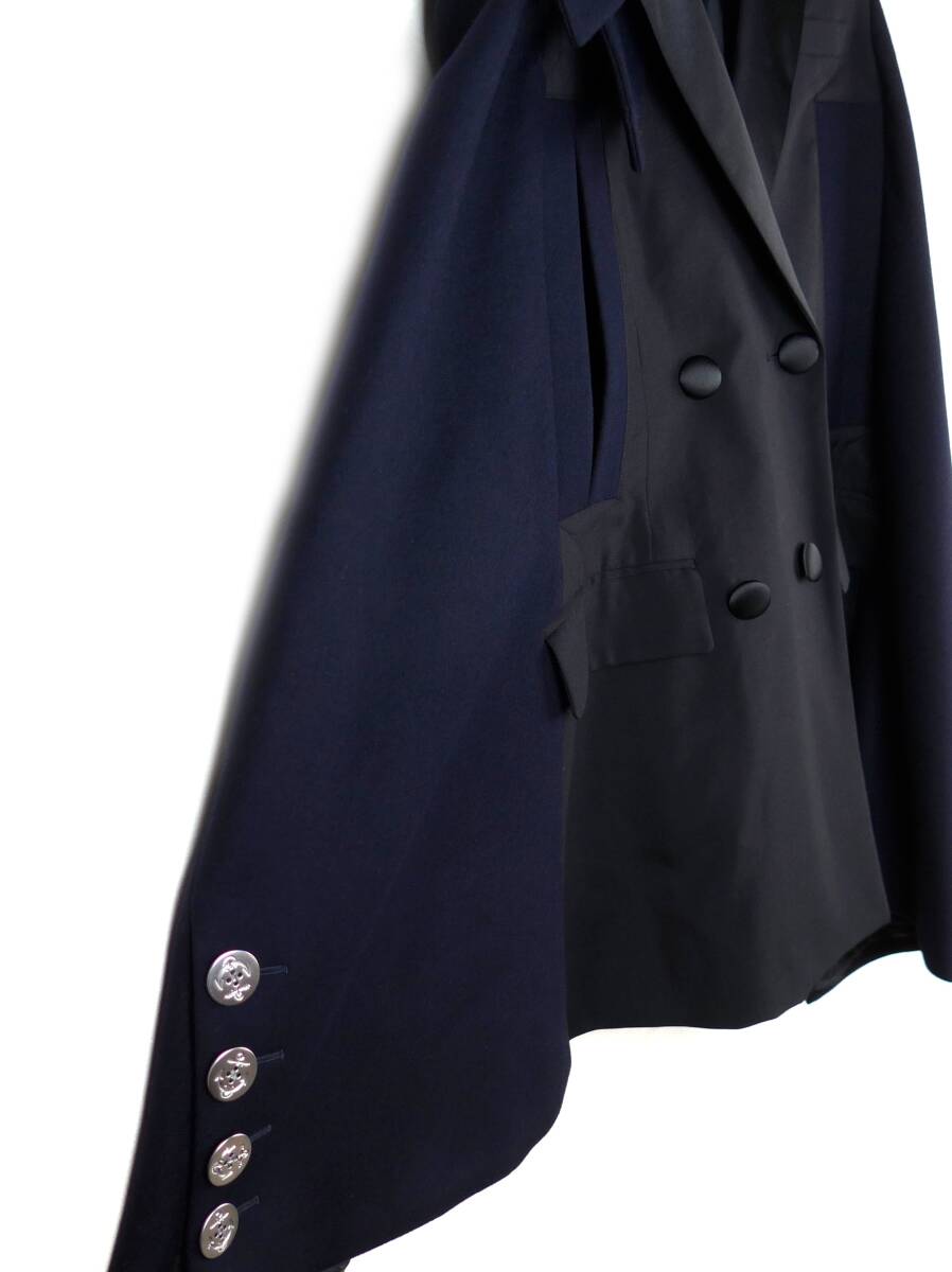 sacai サカイ 21AW Wool Melton×Suiting Cape ウールメルトン sacai サカイ 21AW Wool Melton×Suiting Cape ウールメルトン