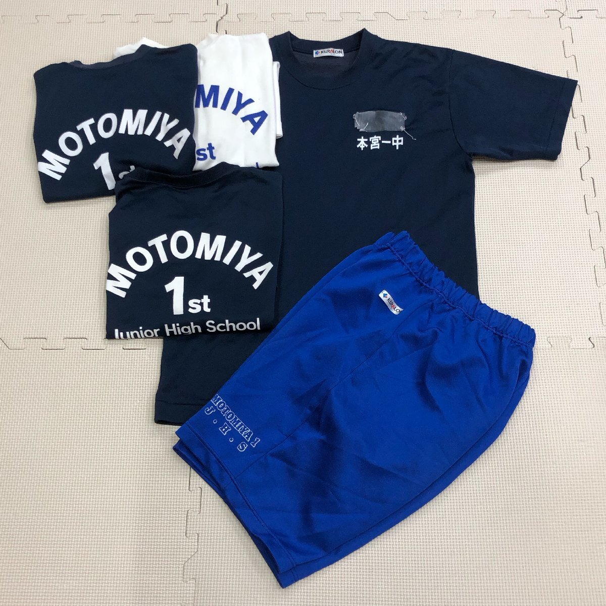 M1195/Y(中古)福島県 本宮第一中学校 [体操着 5点] [半袖：M・L程度] [ハーフパンツ：L] 指定品/男子生徒/体操服/ジャージ/まとめ