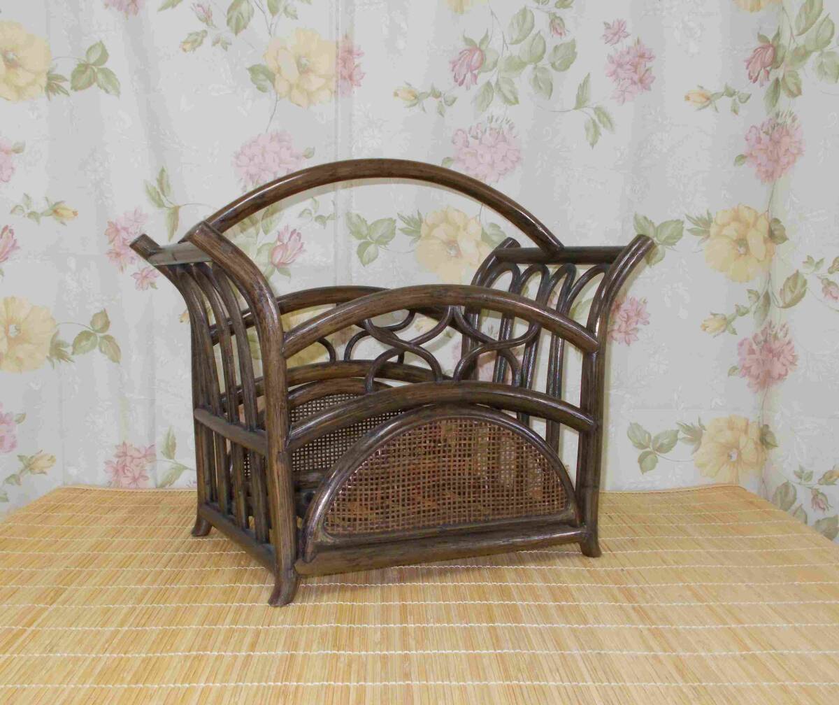 マガジンラック　雑誌入れ　新聞ラック　ラタン　今枝ラタン R100　展示処分