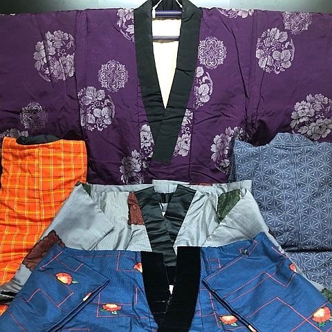 G2263M きもの/着物/kimono はんてん/どてら おまとめ 5枚 防寒着/中綿/レトロ/アンティーク/など リメイク素材/Japanese clothing GRek