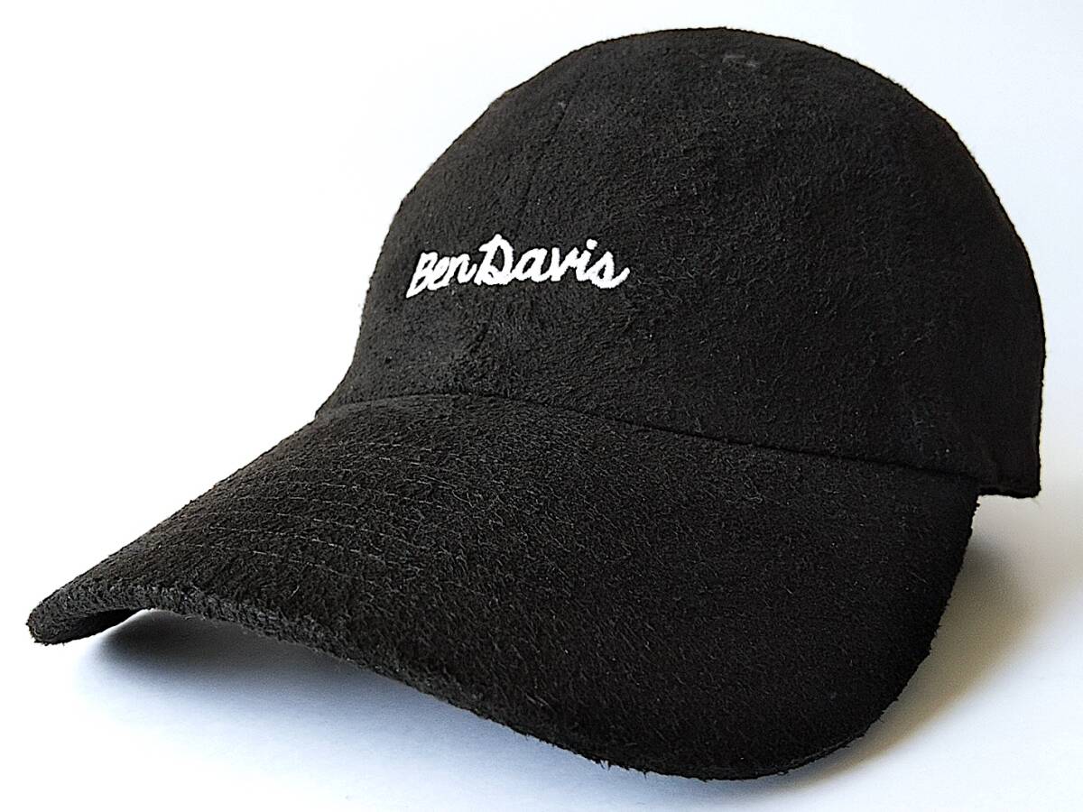 即決 BEN DAVIS ベンデイビス スエード ロゴ 刺繍 キャップ 帽子 ベースボールキャップ フリー 57~59cm ブラック メンズ レディース