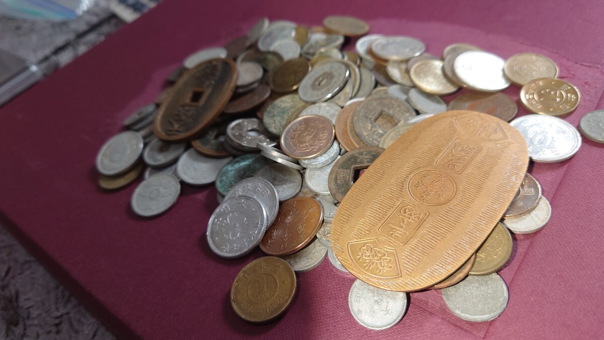  Япония старая монета небо гарантия через ... через . документ ... желтый медная монета синий медная монета дракон медная монета aluminium sen и т.п. много старая монета старая монета суммировать много медная монета дыра sen маленький штамп совместно примерно 400g ④