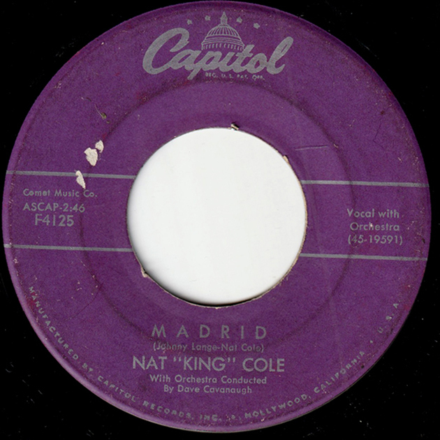 【値下げ／1950’s Jazz-Swing名盤7インチ】 Madrid - NAT KING COLE