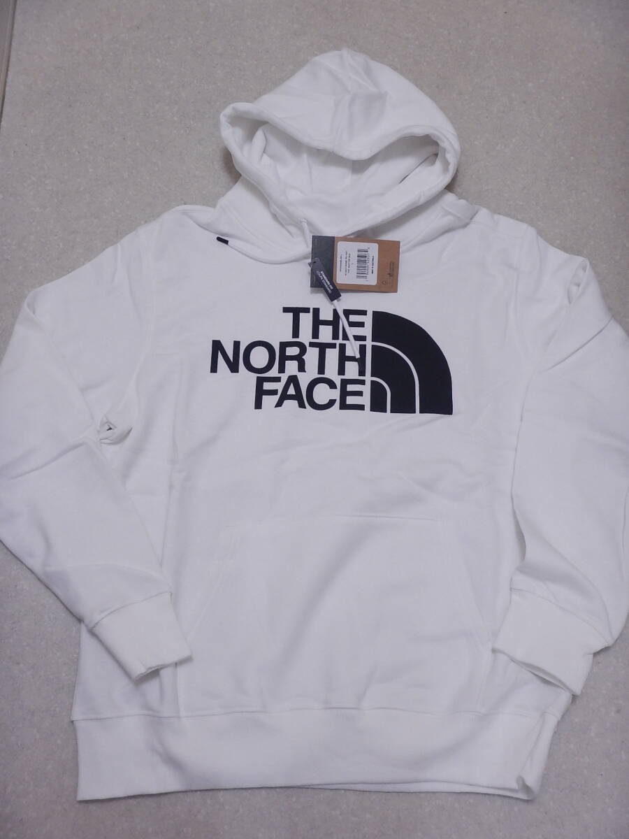 新品タグ付き■THE NORTH FACE ザノースフェイス センターロゴ プルオーバースウェットパーカー ホワイト Lサイズ■
