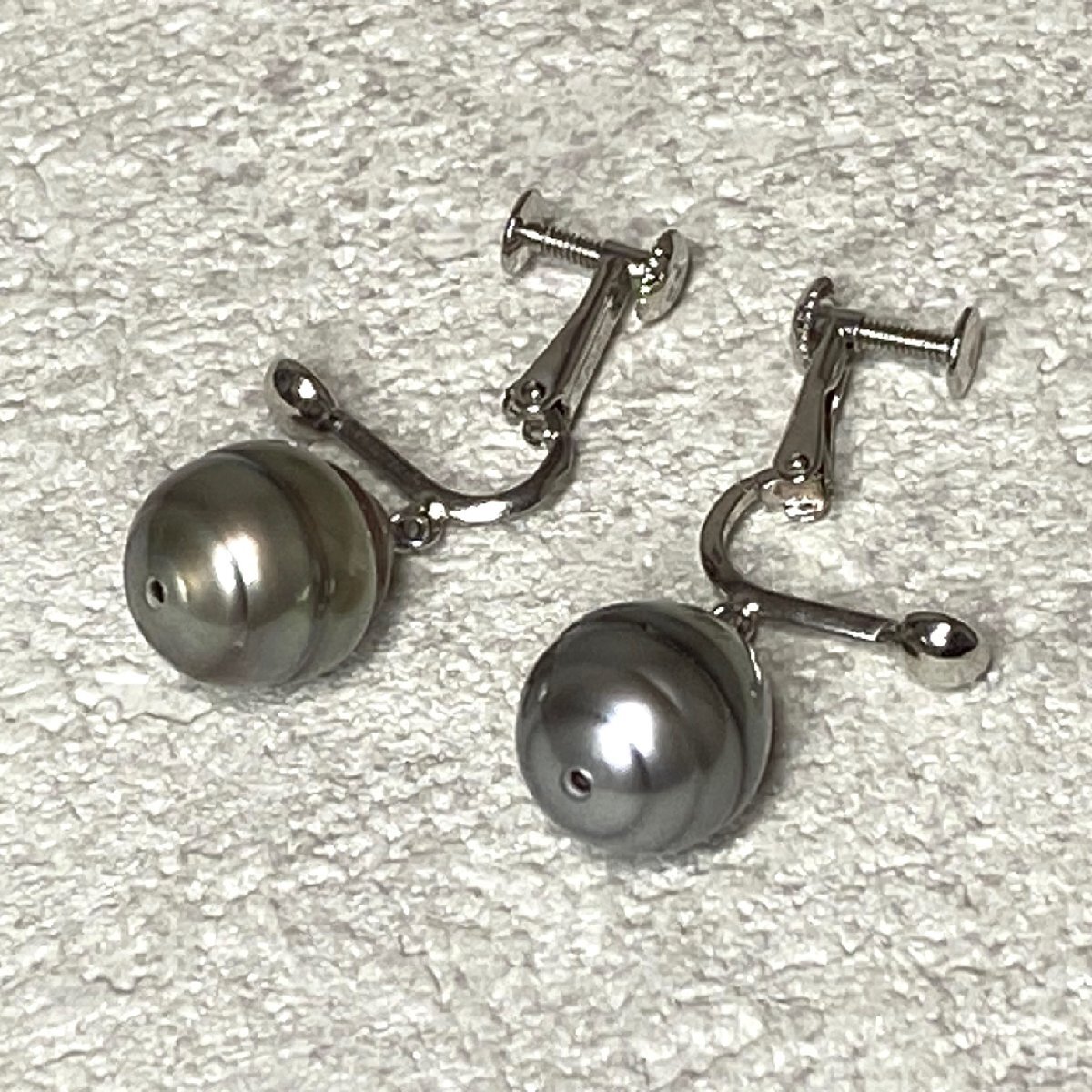 ☆【KJC】南洋 黒蝶真珠　リング/指輪、バロック/ネックレス、イヤリング　計(jì)3點(diǎn)　 リングサイズ約11番強(qiáng)　ネックレス長(zhǎng)さ約43㎝