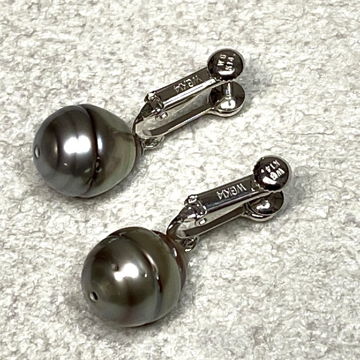 ☆【KJC】南洋 黒蝶真珠　リング/指輪、バロック/ネックレス、イヤリング　計(jì)3點(diǎn)　 リングサイズ約11番強(qiáng)　ネックレス長(zhǎng)さ約43㎝